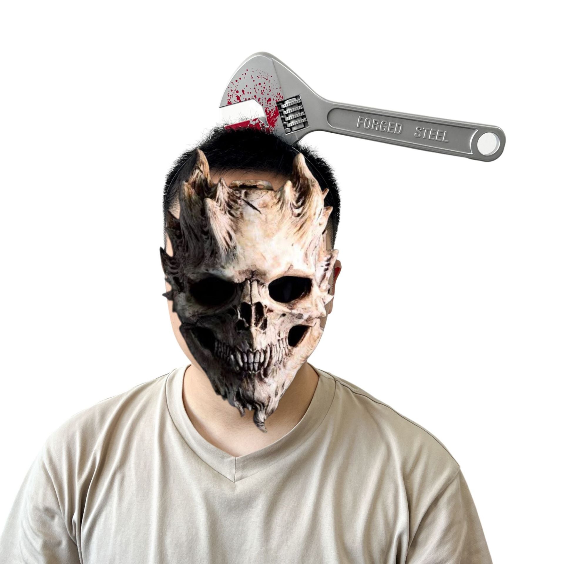 Realistic Knife & Axe Through the Head Prank Headband