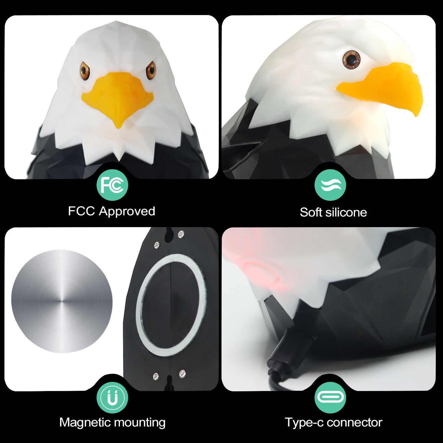 Magnetic Charging Eagle Wall Lamp with Decorative Light-Up Wings