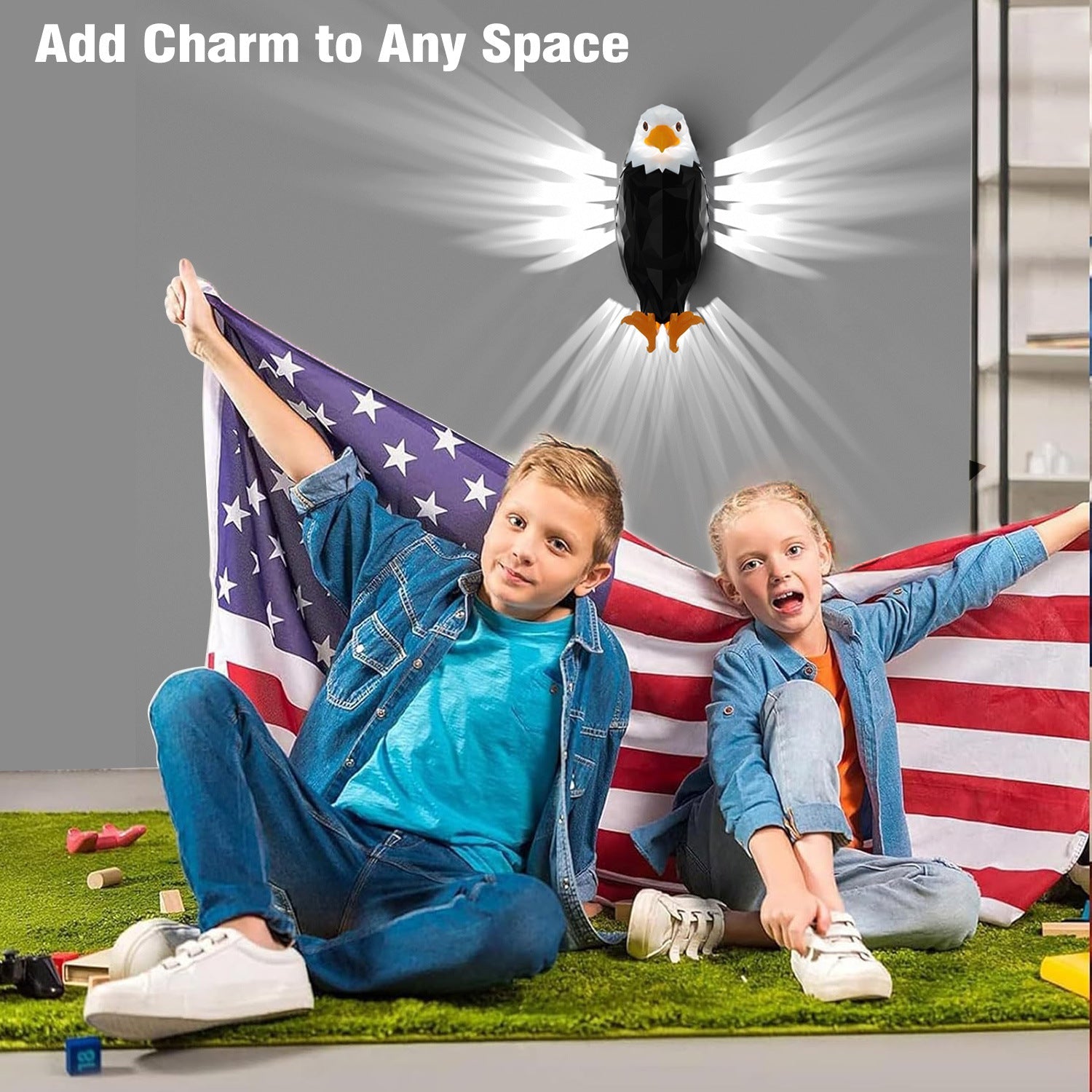 Magnetic Charging Eagle Wall Lamp with Decorative Light-Up Wings