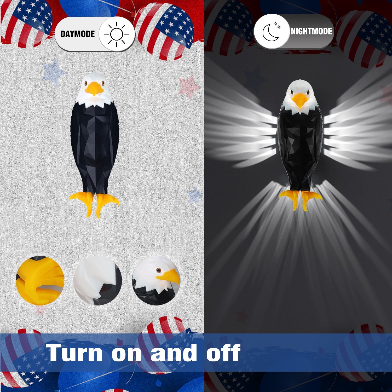 Magnetic Charging Eagle Wall Lamp with Decorative Light-Up Wings