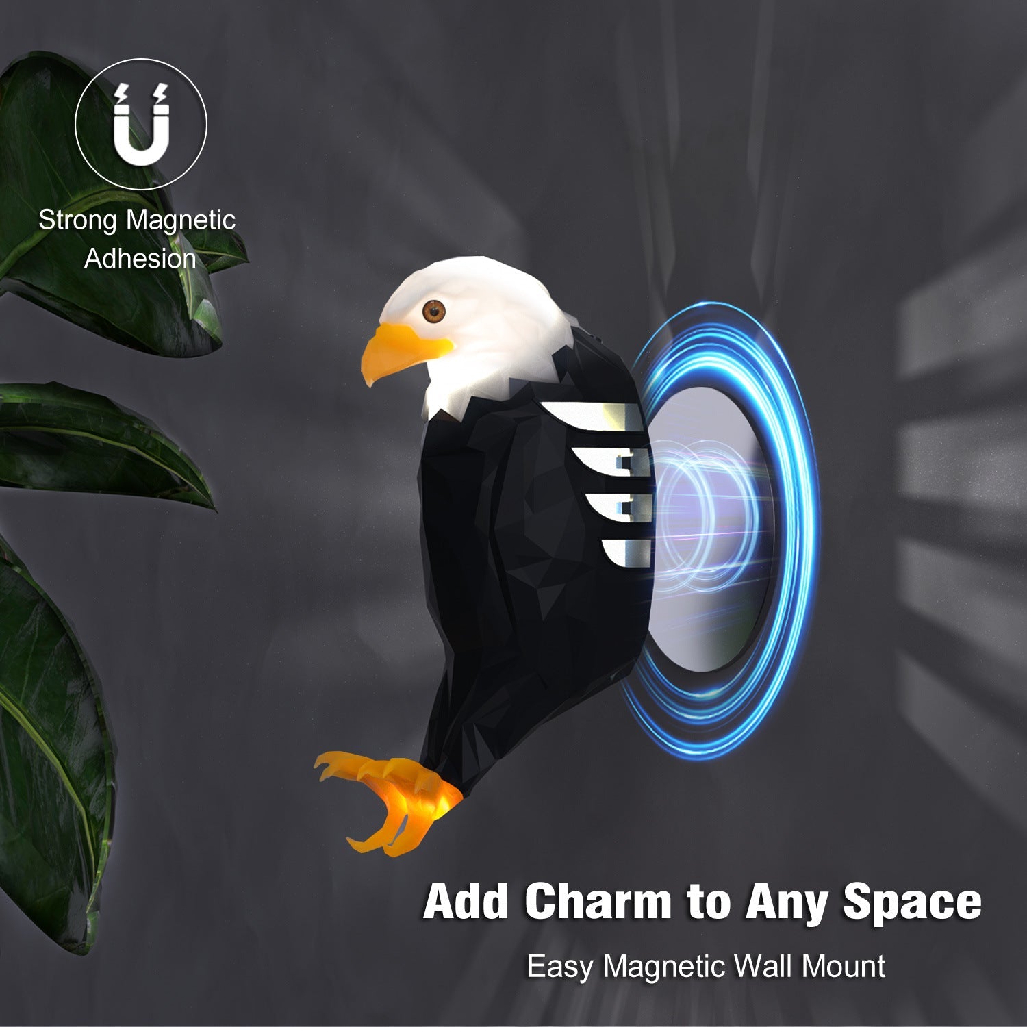 Magnetic Charging Eagle Wall Lamp with Decorative Light-Up Wings