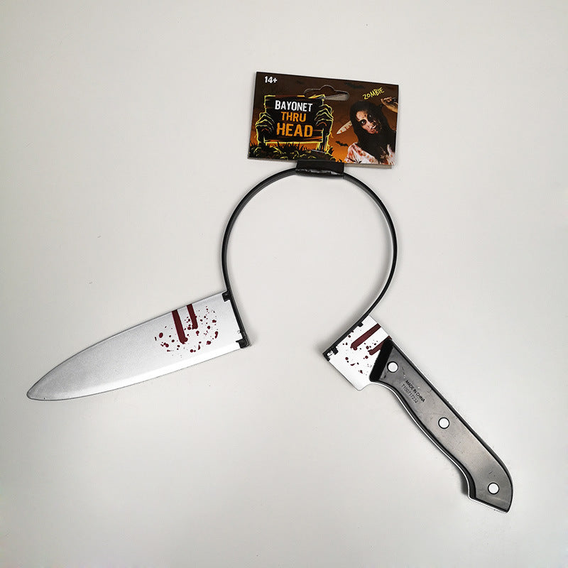 Realistic Knife & Axe Through the Head Prank Headband