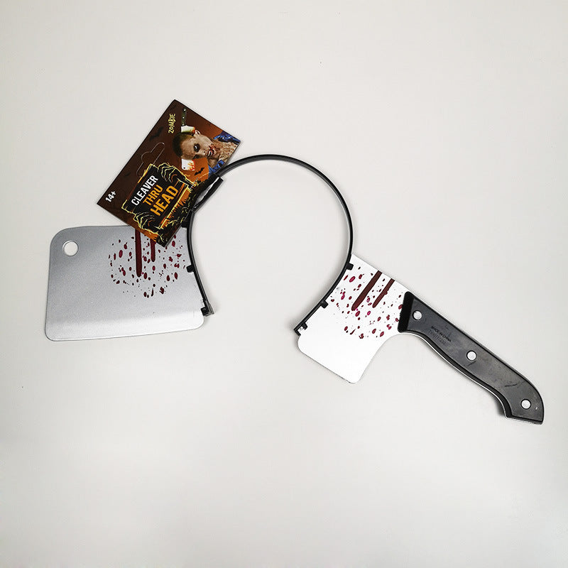 Realistic Knife & Axe Through the Head Prank Headband