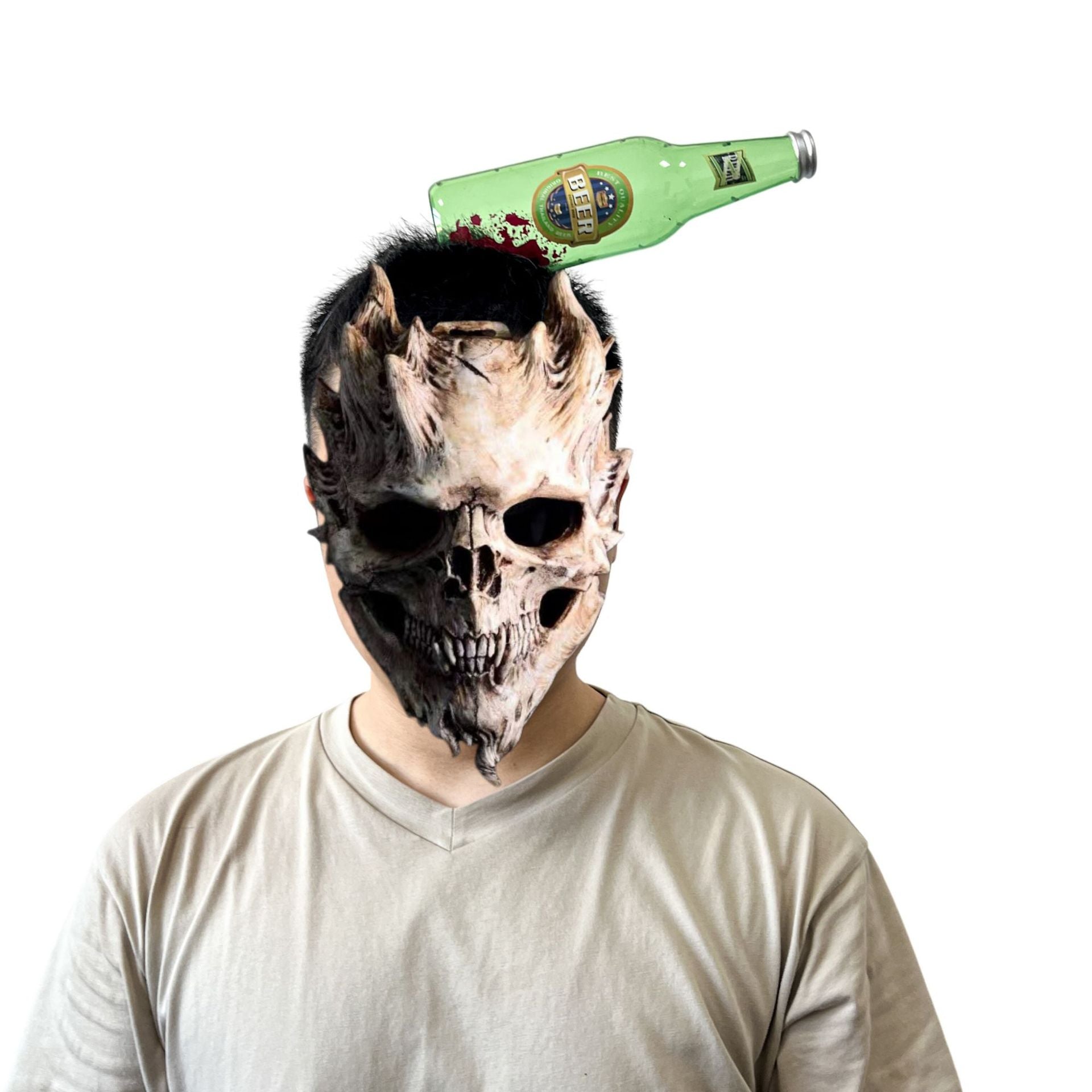 Realistic Knife & Axe Through the Head Prank Headband